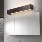 Traditional Japanese Striped Rectangular Wood LED Vanity Mirror Front Wall Sconce Lamp For Bedroom