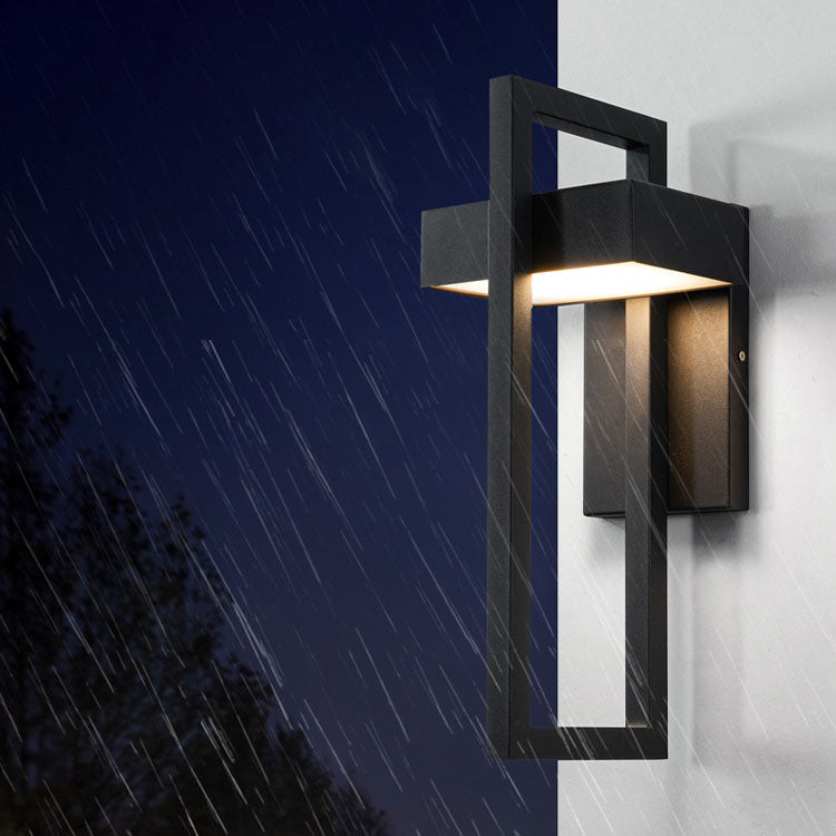 Architectural Geometric LED Outdoor Wall Sconce Waterproof Stainless Steel Exterior Porch Light for Modern Front Door and Patio
