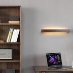 Traditional Japanese Striped Rectangular Wood LED Vanity Mirror Front Wall Sconce Lamp For Bedroom