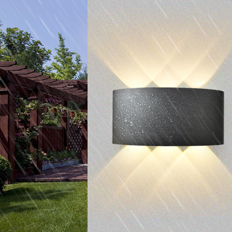 Moderna lámpara de pared LED minimalista impermeable de cilindro rectangular de aluminio y hierro acrílico para patio exterior