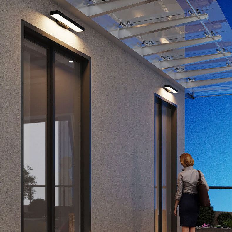 Modern Linear LED Motion Sensor Outdoor Wall Sconce Waterproof Exterior Front Porch Light Fixture