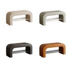 Modern Minimalist Long Rectangle Sherpa Fabric PU Leather Iron Storage Bench 1-Shelf For Entryways