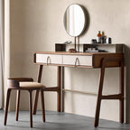 Elegant Traditional Vintage Round PU Leather Upholstered Vanity Stool with Wood Frame — Backless, Ideal Bedroom Accent