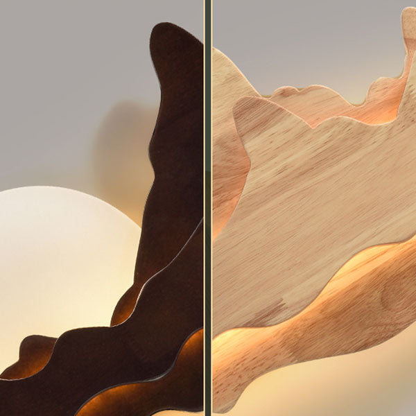 Lámpara de pared LED china tradicional de madera para sala de estar con diseño de paisaje