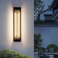 Lámpara de pared LED rectangular de cristal de acero inoxidable impermeable estilo chino tradicional para patio exterior
