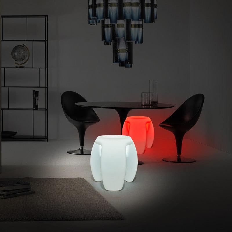 Taburete Redondo Elegante con LED - Plástico Impermeable, Diseño Moderno Minimalista para Salas de Entretenimiento