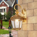Lámpara de pared exterior europea moderna hexagonal de cobre y cristal impermeable de 1 luz