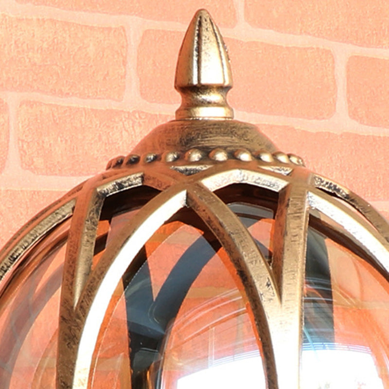 Aplique de pared tradicional europeo impermeable con bola de aluminio y cristal de 1 luz para patio exterior