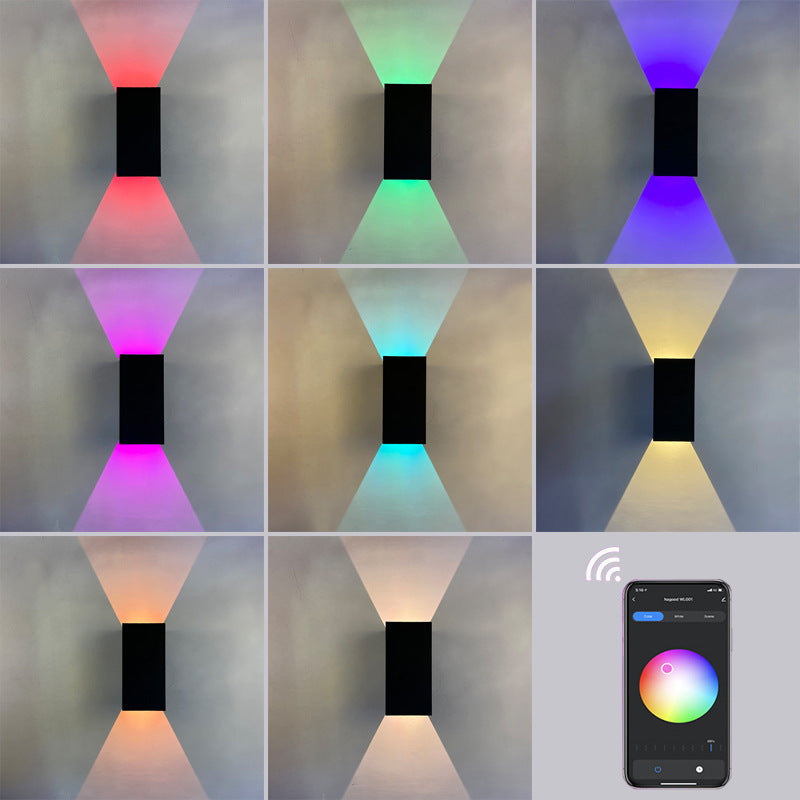 Aplique de pared LED cuadrado inteligente moderno y minimalista de aluminio con atenuación por APP, resistente al agua, para exteriores