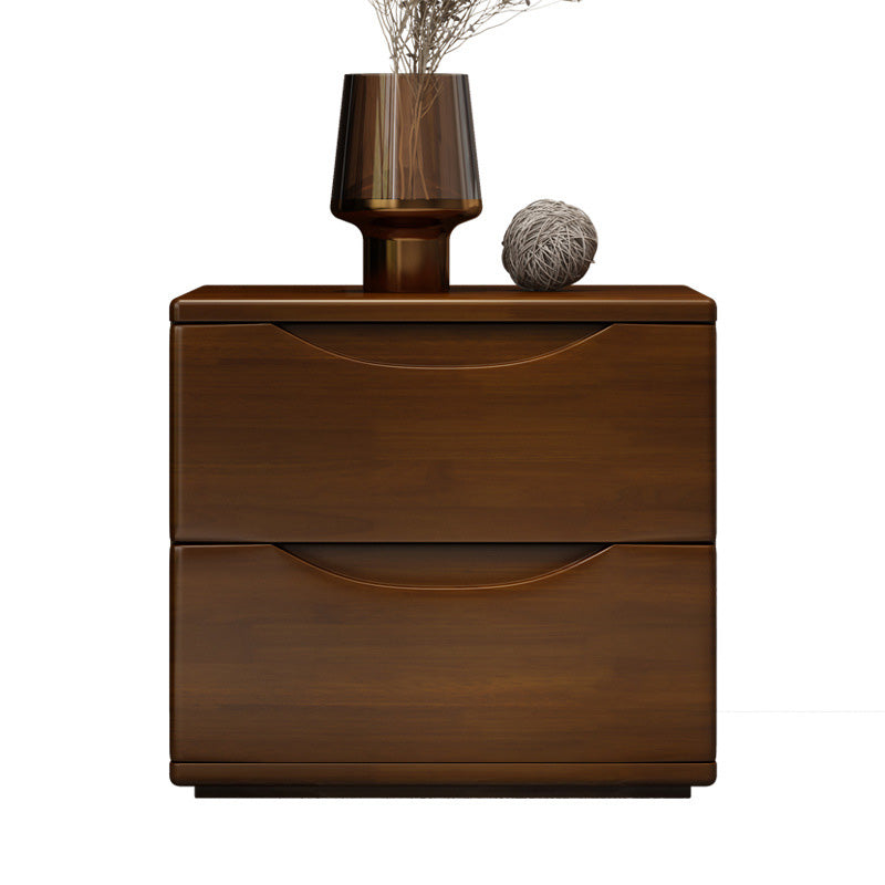 Mesita de noche japonesa tradicional rectangular de madera de caucho y metal con 2/3 cajones para cabecera