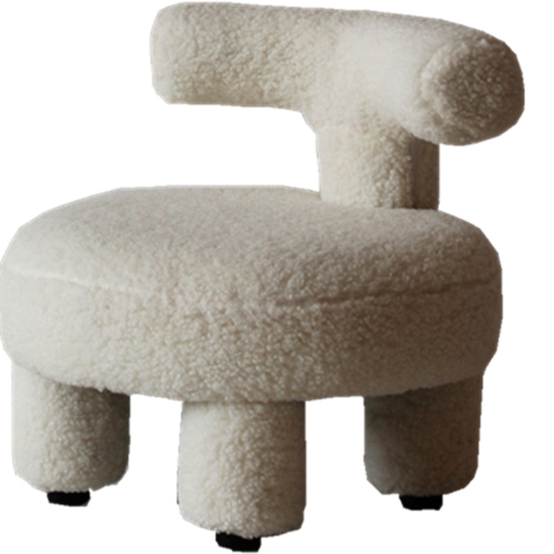 Contemporary Nordic Sherpa Fabric Wood Sponge Round Chair Backrest For Living Room