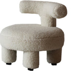 Contemporary Nordic Sherpa Fabric Wood Sponge Round Chair Backrest For Living Room
