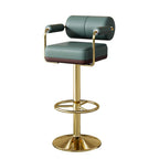Contemporary Luxury Faux Leather Upholstered Height Adjustable Swivel Bar Stool Armrest Footrest For Dining Room