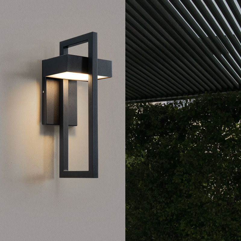 Architectural Geometric LED Outdoor Wall Sconce Waterproof Stainless Steel Exterior Porch Light for Modern Front Door and Patio