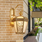 Lámpara de pared exterior europea moderna hexagonal de cobre y cristal impermeable de 1 luz