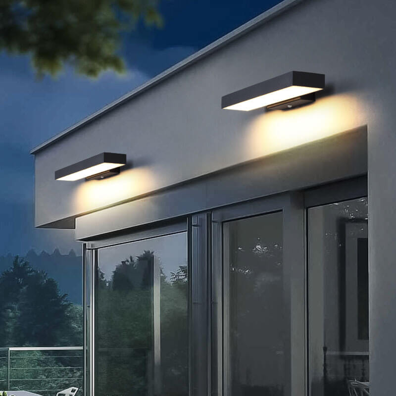 Modern Linear LED Motion Sensor Outdoor Wall Sconce Waterproof Exterior Front Porch Light Fixture