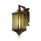 Lámpara aplique de pared exterior con 1 luz, estilo pagoda china tradicional, de aluminio cepillado, para patio