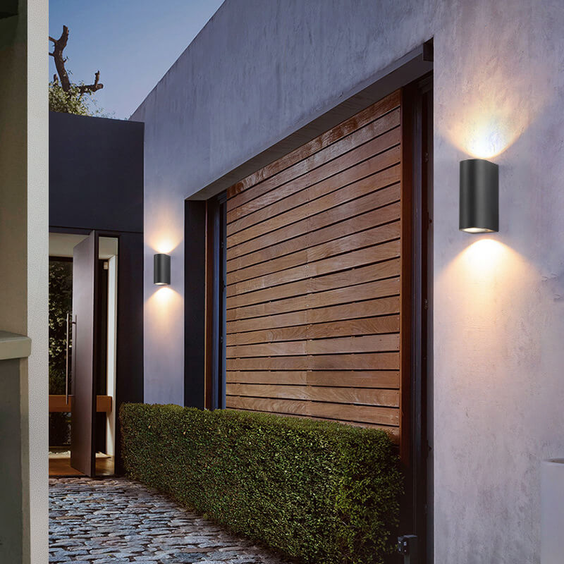 Modern Minimalist Outdoor Waterproof Aluminum Glass Cylinder 2-Light Wall Sconce Lamp for Outdoor Patio