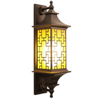 Aplique de pared para exteriores de 1 luz, resistente al agua, con jaula de linterna cuadrada tradicional china para patio exterior