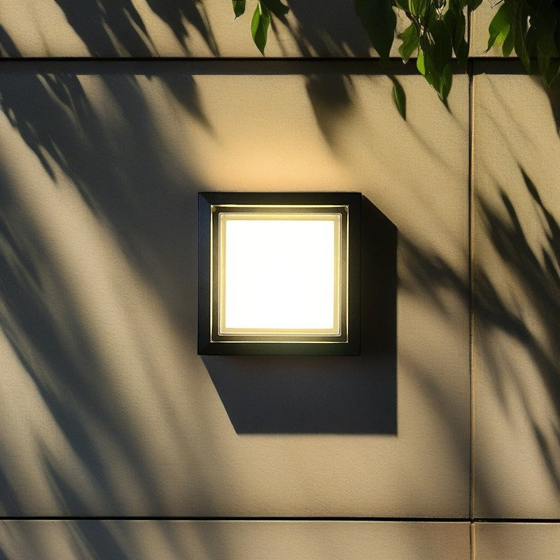 Aplique de pared LED cuadrado de aluminio y acrílico, impermeable, moderno y minimalista para jardín