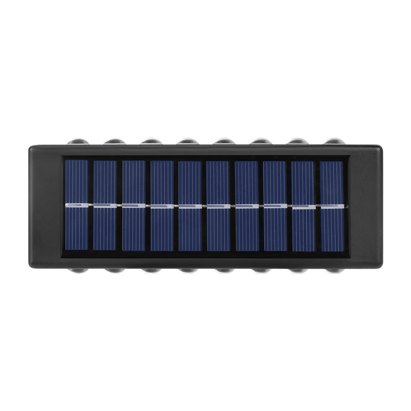 Lámpara de pared LED rectangular, impermeable, solar, de ABS y PVC, de diseño moderno y simple, para patio exterior