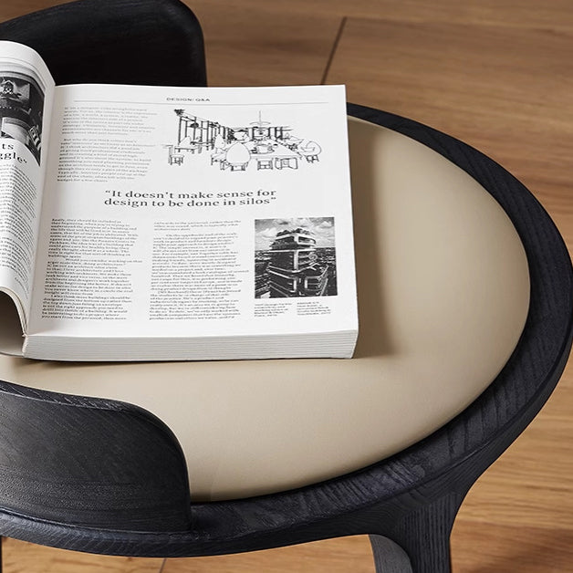 Elegant Traditional Vintage Round PU Leather Upholstered Vanity Stool with Wood Frame — Backless, Ideal Bedroom Accent