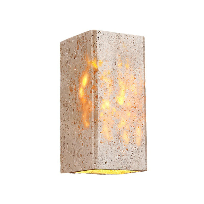 Organic Modern Natural Travertine Wall Sconce Waterproof LED Up/Down Accent Light for Indoor and Outdoor Decor