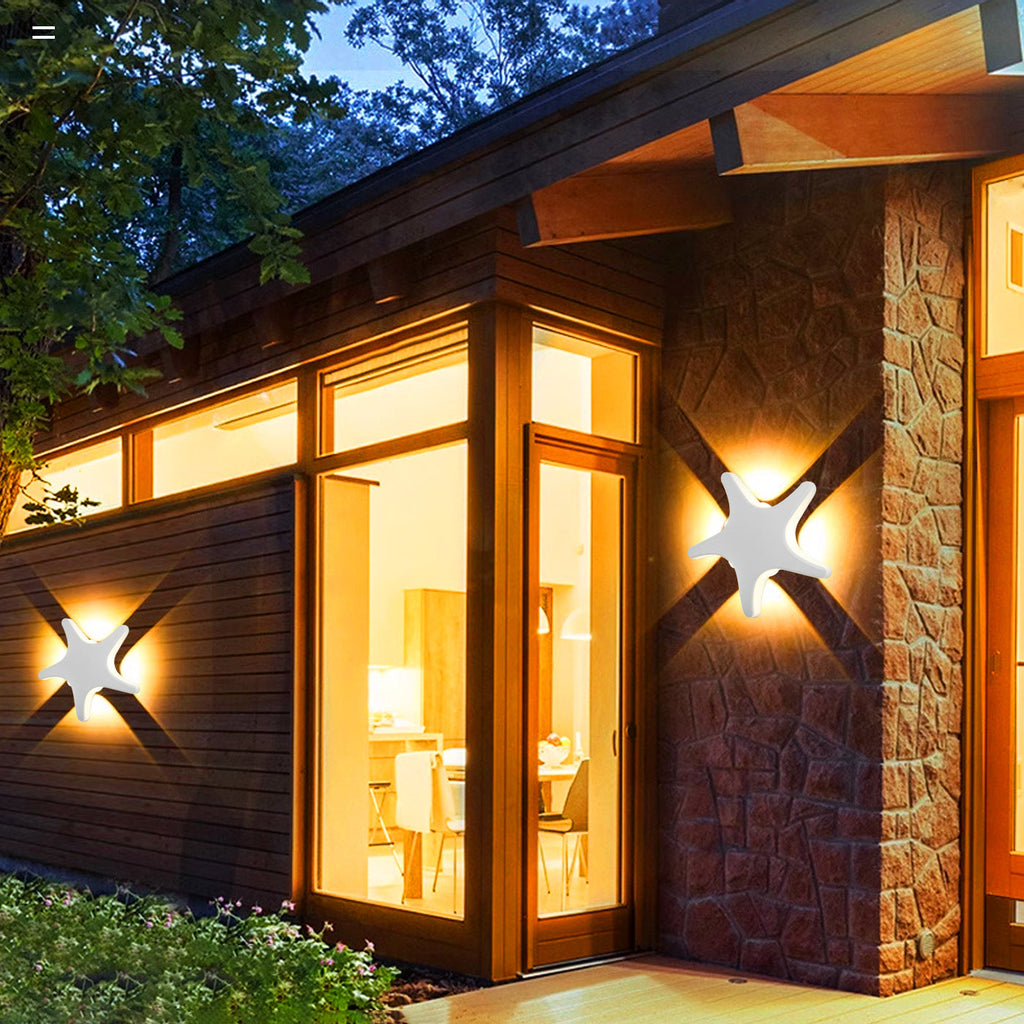 Lámpara de pared LED impermeable con diseño de estrella de mar de aluminio de simplicidad contemporánea para patio exterior