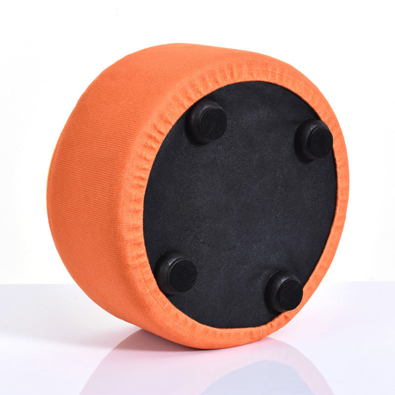 Modern Round Fabric Pouf with Creative Fruit Pattern – Kids Footstool for Living Room