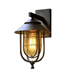 Contemporary Industrial Bird Cage Iron Glass 1-Light Wall Sconce Lamp For Garden