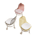 Modern Minimalist Round Acrylic Faux Leather Low Stool on Wheels – Plastic Living Room Stool
