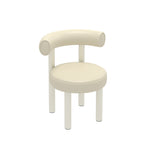 Contemporary Nordic Round Faux Leather Vanity Stool with Iron Frame and Arc Back for Bedroom