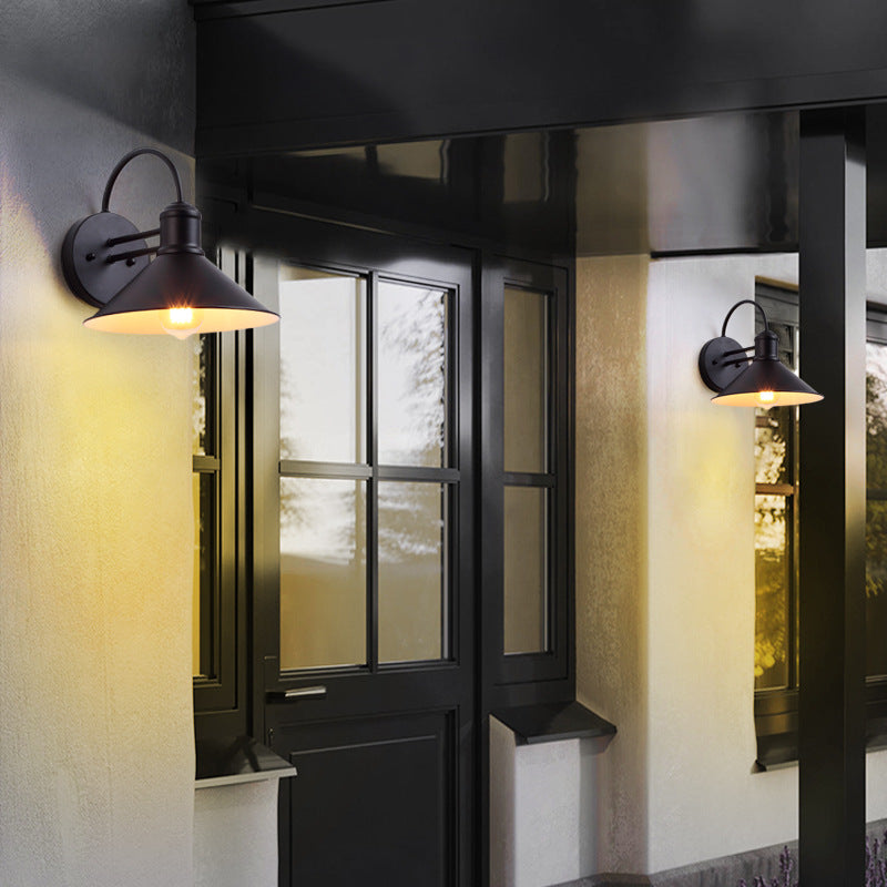 Contemporary Industrial Barn Iron Antique 1-Light Outdoor Waterproof Wall Sconce Lamp For Outdoor