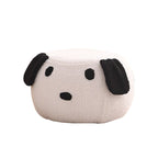 Taburete redondo de vellón tipo osito de peluche con diseño art déco moderno, construcción de madera contrachapado, sin respaldo y sin brazos, de perfil bajo para sala de estar