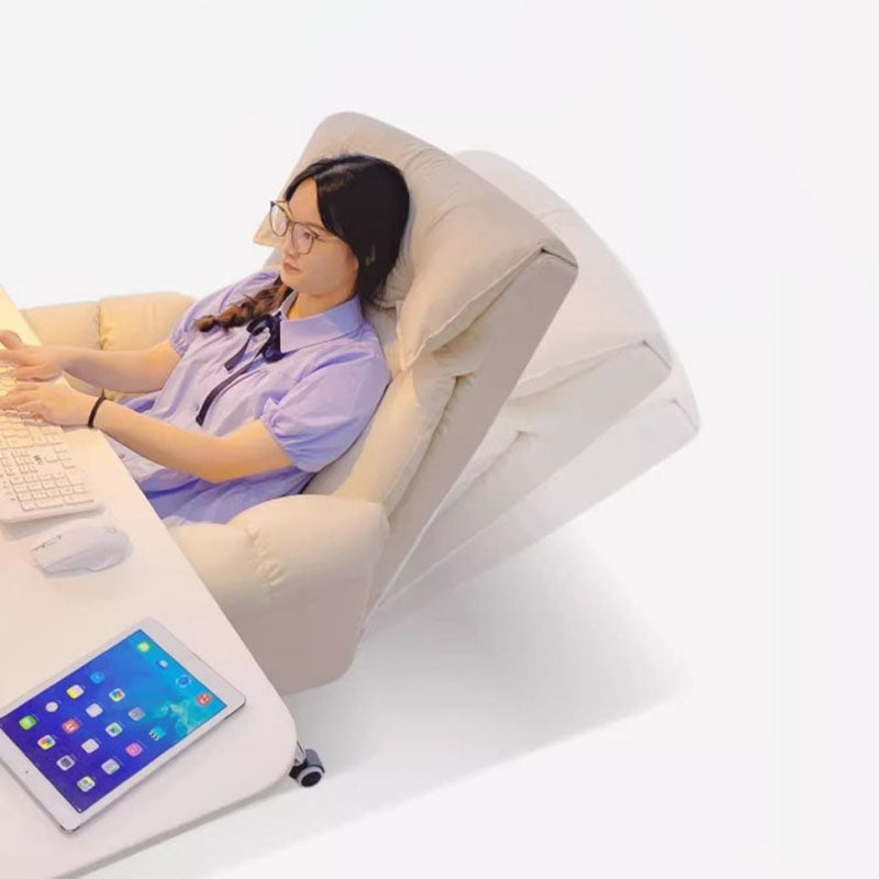 Reposapiés reclinable moderno minimalista ajustable – Tapicería cuadrada de tela, espuma acolchada, acero y aleación de aluminio – Hogar y oficina