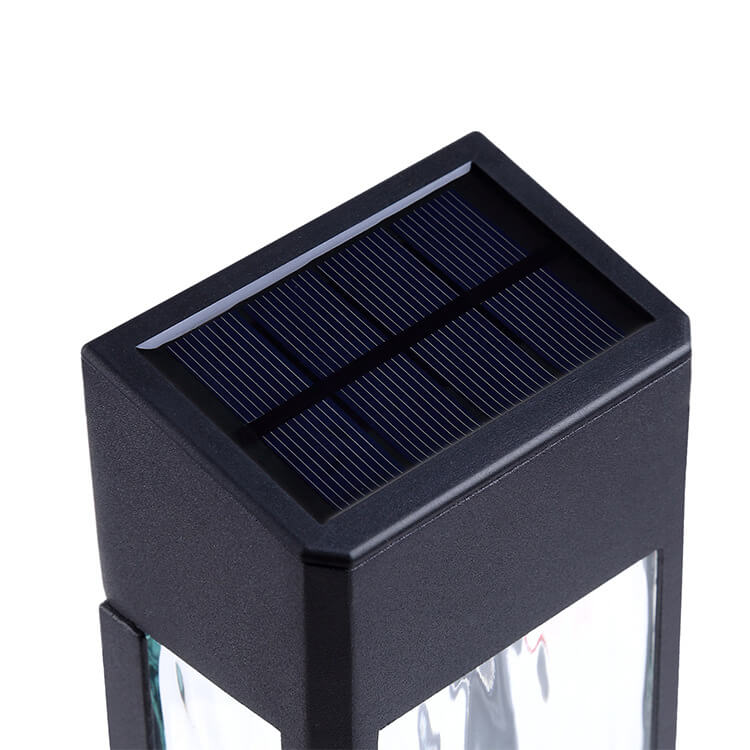 Waterproof Solar Garden Lights Outdoor LED Pathway Bollard Lamp with Ripple Glass for Lawn and Patio