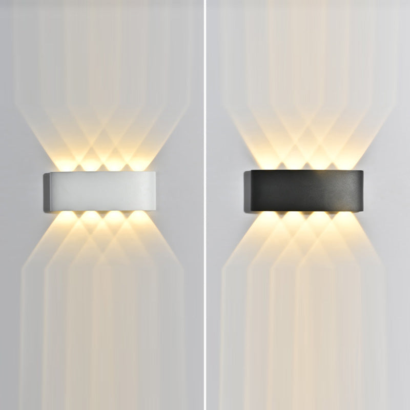 Moderna lámpara de pared LED minimalista impermeable de cilindro rectangular de aluminio y hierro acrílico para patio exterior