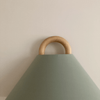 Japandi Solid Wood Wall Sconce Pleated Fabric Plug-In Bedside Reading Lamp for Bedroom and Living Room