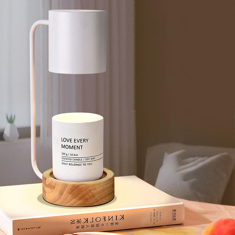 Lámpara de mesa minimalista japonesa de 1 luz para derretir cera con atenuación de tiempo de madera