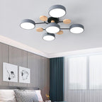 Contemporary Scandinavian Round Molecule Branch Design LED Semi-Flush Mount Ceiling Light For Living Room