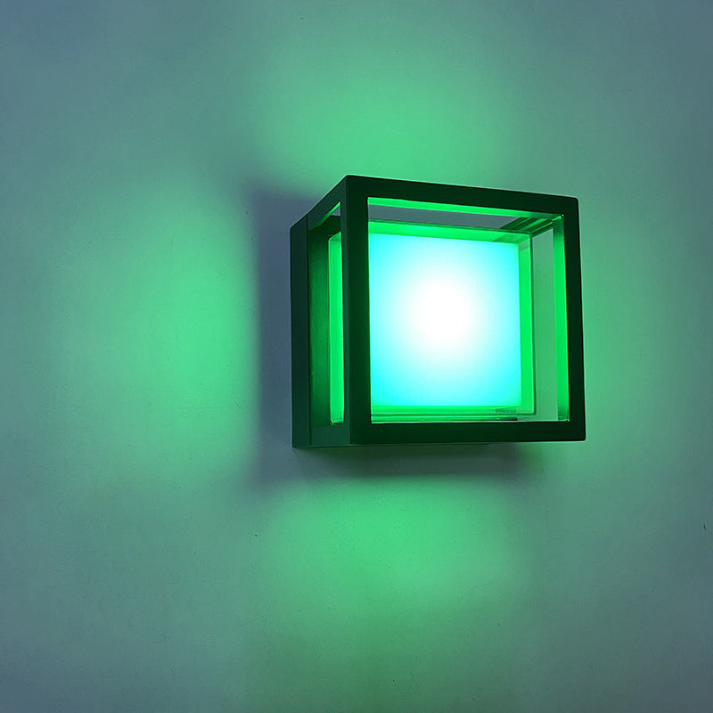 Aplique de pared LED cuadrado de aluminio y acrílico, impermeable, moderno y minimalista para jardín