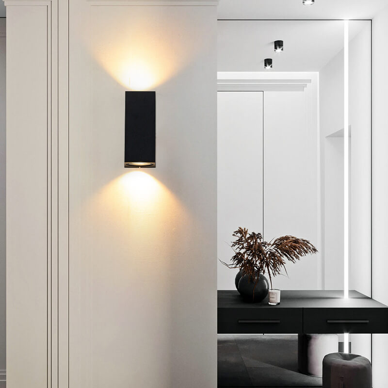 Modern Minimalist Outdoor Waterproof Aluminum Glass Cylinder 2-Light Wall Sconce Lamp for Outdoor Patio