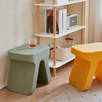 Taburete bajo rectangular, elegante, moderno y minimalista de plástico PE para sala de estar