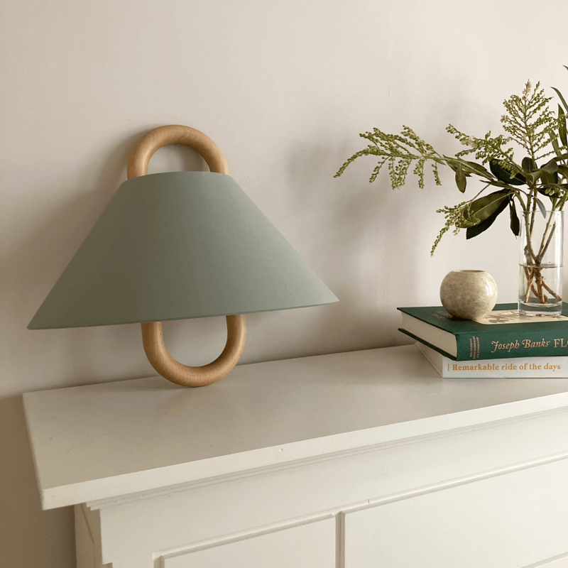 Japandi Solid Wood Wall Sconce Pleated Fabric Plug-In Bedside Reading Lamp for Bedroom and Living Room