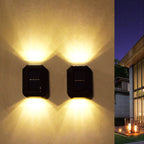 Waterproof Solar Up and Down Wall Sconce Outdoor LED Fence Light Modern Exterior Lighting for Patio and Porch