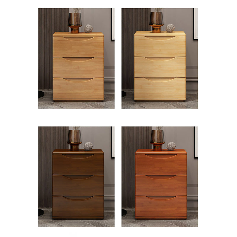 Mesita de noche japonesa tradicional rectangular de madera de caucho y metal con 2/3 cajones para cabecera