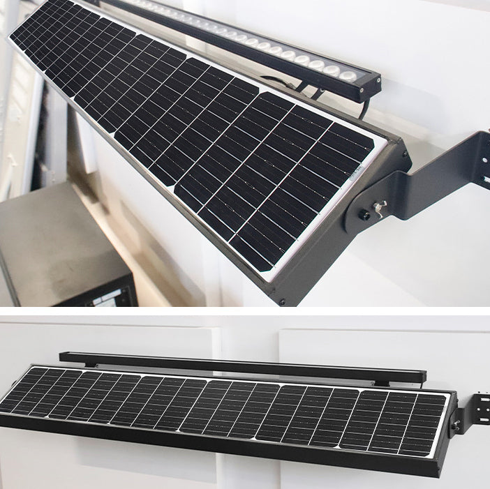 Luz LED rectangular de aluminio contemporánea para exteriores, con energía solar, contorno de línea, impermeable, industrial para jardín