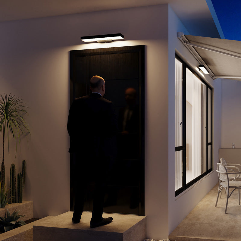 Modern Linear LED Motion Sensor Outdoor Wall Sconce Waterproof Exterior Front Porch Light Fixture