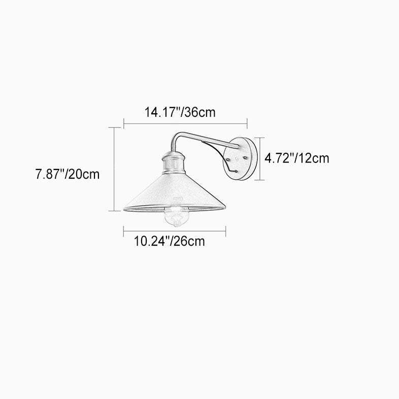 Lámpara de pared cónica moderna minimalista de hierro de 1 luz para patio exterior