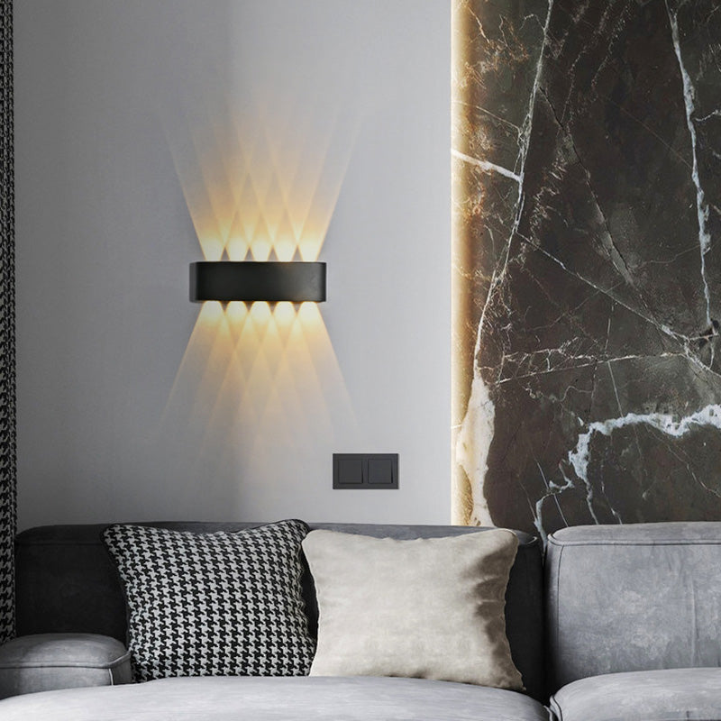 Moderna lámpara de pared LED minimalista impermeable de cilindro rectangular de aluminio y hierro acrílico para patio exterior